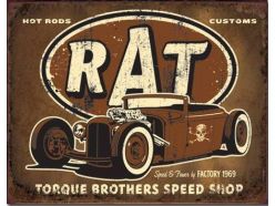 Plaque en métal Rat Rod Rouillé 