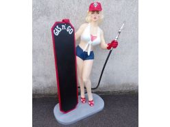 Statue Pompiste Girl  Porte Menu