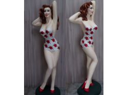 Statue Pin-Up Fifties Maillot de Bain à Fleurs