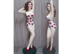 Statue Pin-Up Fifties Maillot de Bain à Fleurs