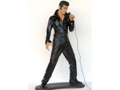 Statue Elvis En Cuir Avec Micro