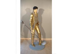 Statue Elvis Gold Avec Son Micro